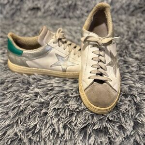 Stylish White and Silver Women's Sneakers